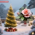 thumbnail image 2 of Vibrant Metal Hanging Christmas Tree Wind Spinner - Intricate Rose Design with Green Leaves Perfect for Garden Decor, 2 of 7