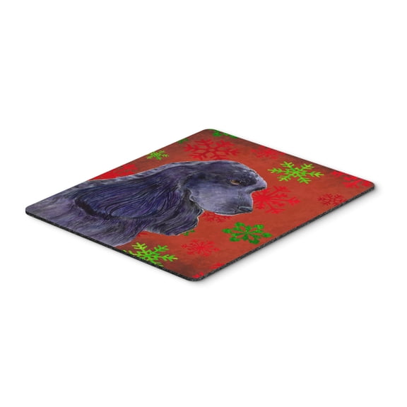 "Cocker Spaniel Red Green Snowflakes Christmas Mouse Pad Hot Pad or Trivet"