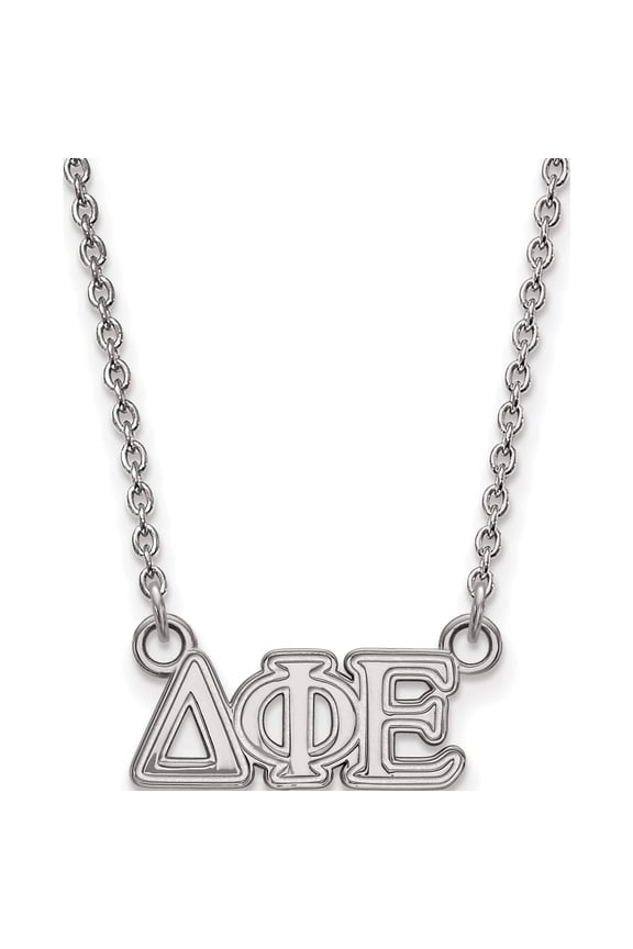 Sterling Silver Rh-Plated Logoart Delta Phi Epsilon Xs Pend With Necklace (18 X 16) Made In United States ss006dph-18