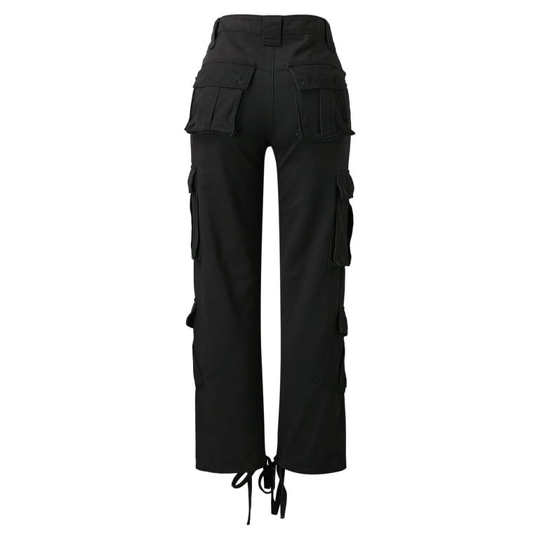 gvdentm Black Cargo Pants Women's Plus Size Curvy Fit Gabardine