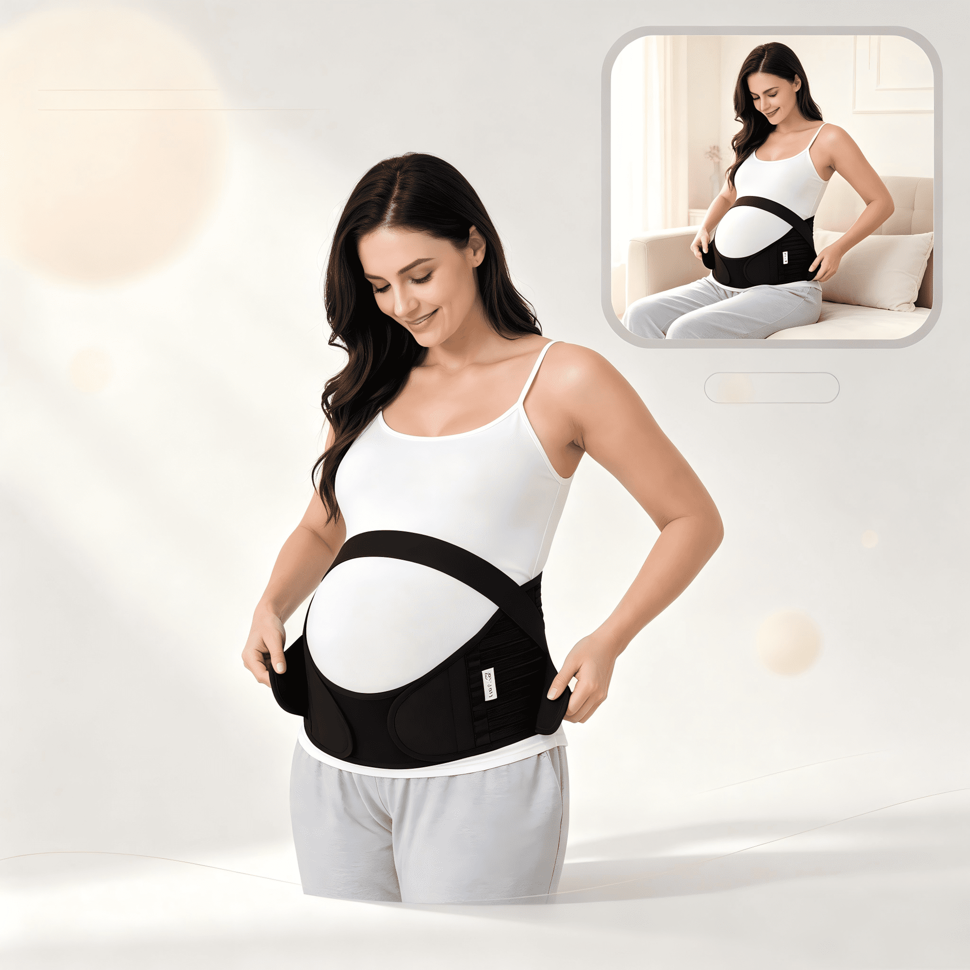 Pregnancy Belly Band, Breathable Maternity Support Belt, Adjustable Abdominal Binder for Back & Pelvic Relief(Size M, Black)