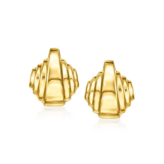 Ross-Simons Italian 18kt Gold Over Sterling Ribbed Earrings, Women's, Adult