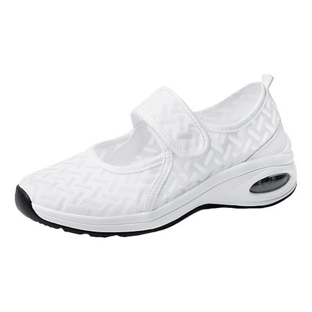 QYZEU Walking Sneakers for Women Womens Summer Wedge Heels Womens Round Toe Lace Walk Sports Shoes Breathable Women Casual Shoes Walking Lightweight Shoes White 39