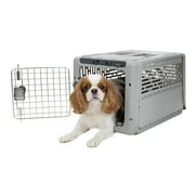 Sport Pet Designs 19-Inch Collapsible Plastic Dog Kennel, Portable Folding Pet Carrier for Small Dogs and Pets up to 20 lbs, Gray, XS