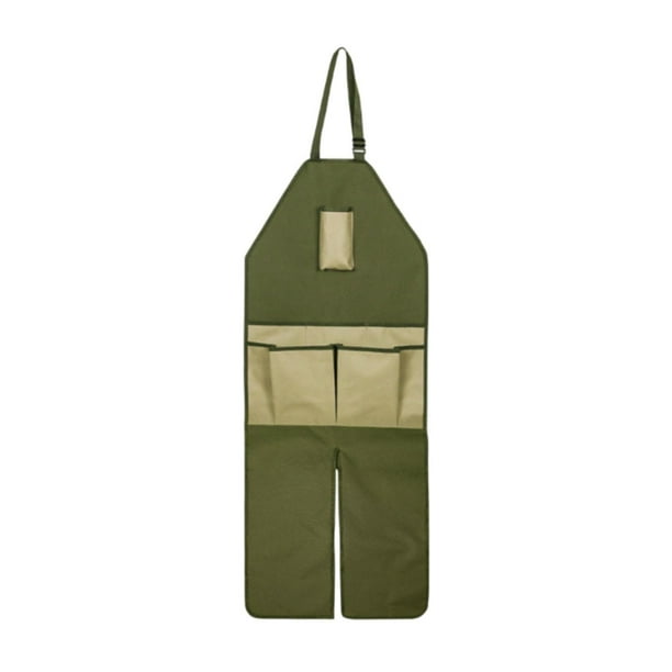 Delantal de herramientas de jardinería con bolsillos, reutilizable, de tela Oxford, para cerámica y carpintería. Bolsillos de color caqui