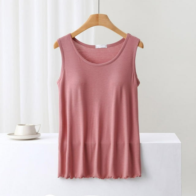 SDNall Blouse pour Femmes Unie Décontractée Mode Col Rond Régulière Sans Manches Hauts de Nuit