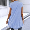 thumbnail image 2 of Puntoco Womens Summer Tops Cap Sleeve Shirts Button Down Dressy Casual Blouses Mock Neck Striped Tunics Trendy Clothing, 2 of 5