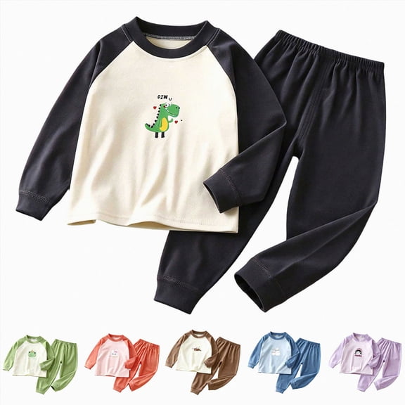 CAUYDY 12 18 24 Months 1T 2T Baby Boys Sleepers Newborn Clothes Toddler Pajamas Fall Winter Long Sleeved Shirt and Pants 2 Piece Cute Set Outfits for Boy Sizes 12-18 Months,Black