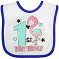 thumbnail image 3 of Inktastic 1st Birthday with Flamingo Stars and Hearts Girls Baby Bib, 3 of 4