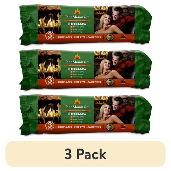 (3 pack) Pine Mountain 3-Hour Firelog, Easy Start Logs, 10.5" x 3", 1 Pack