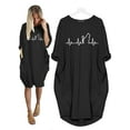 thumbnail image 2 of REDHOTYPE Ligne Mode Cat Robe Midi Décontractée pour Femmes Élégante à Manches Longues Motif Cartoon Cat Robe avec Poche Tenue d'Intérieur, 2 of 3