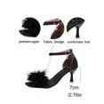 thumbnail image 4 of YgkuHd High Heel Sandals for Women Fluffy One-Strap Slides with Buckle Closure and Slim Heel, Plus Size Summer Dress Shoes for Party,Black_40, 4 of 9