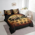 thumbnail image 3 of Manfei Wildlife Bear 7-Piece Bedding Comforter Set,Bear Paw Print King Bedding Sets,Vintage Retro Ultra Soft Bed Sheets,Super Cozy Rustic Room Decoration,Reversible, 3 of 6
