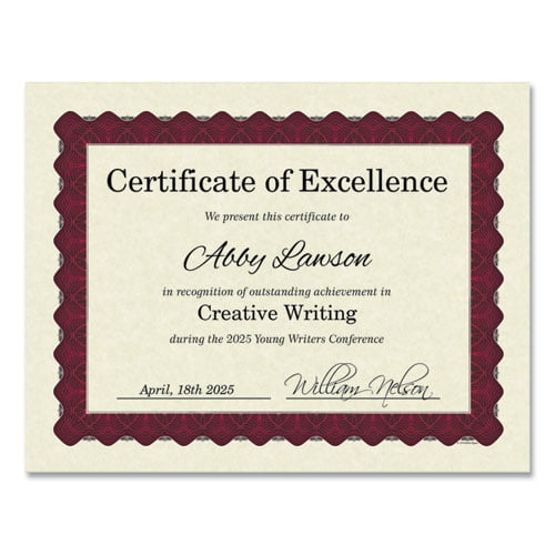 Metallic Border Certificates, 11 X 8.5, Ivory/red With Red Border, 100/pack | Bundle of 2 Packs