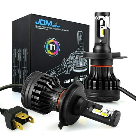 JDM ASTAR Newest Version T1 10000 Lumens Extremely Bright High Power H4 9003 All-in-One LED Headlight Bulbs Conversion Kit, Xenon
