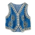 thumbnail image 4 of Womens Embroidered Vest Heavy Craftsmanship Denim Collar Sleeveless Summer Unique Short Top Blue One Size, 4 of 4