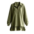 thumbnail image 6 of Levmjia Women's Dress Long Sleeve Polo Collar Quarter Zip Sweater Dress Casual Loose Fit Ruffle Hem Mini Dress Solid Color Fall Winter Dresses, 6 of 6