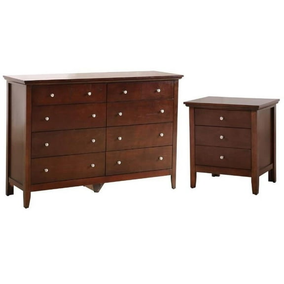 Home Square 2-Piece Set with 8-Drawer Dresser 3-Drawer Nightstand in Cappuccino