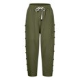thumbnail image 5 of Auralook Women Linen Pants Summer Casual Drawstring Elastic Waist Pockets Pants Lightweight Capris Beachwear,Army Green,XL, 5 of 6