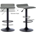 thumbnail image 5 of CQAOE Adjustable Bar Stools Set of 2, Modern Swivel PU Leather Backless Bar Chairs, Airlift Height Adjustable Counter Stools for Kitchen Island, Dining Room, Home Bar (Grey, Black Base), 5 of 10