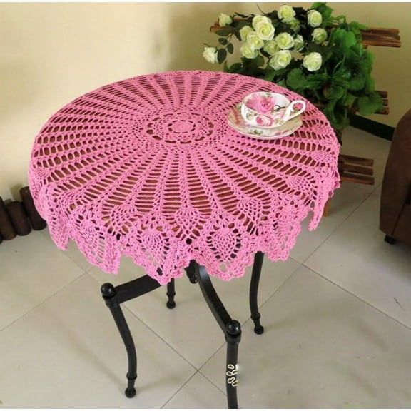 WCHUANG Crochet Round Table Cover Lace Doilies Tablecloth for Furniture Decor