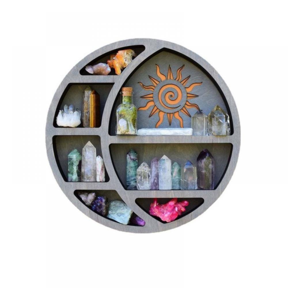 Shelf wallmounted, Earth moon, wooden display shelves