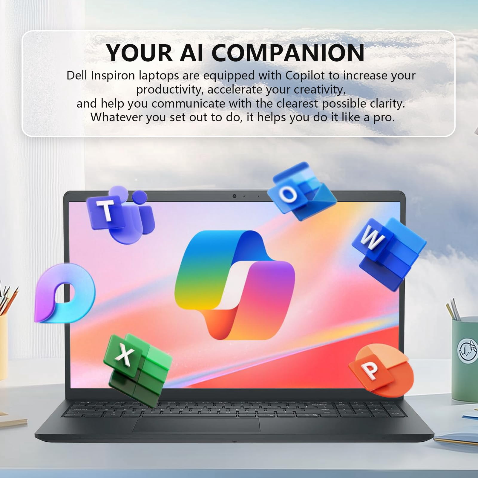 Dell Inspiron 3535 Touchscreen Laptop - with 2024 Office Lifetime & External DVD Drive, 15.6" FHD Touch Computer for Business, AMD Ryzen 7 7730U, HD Webcam, Copilot AI, Win 11 pro (16GB RAM | 1TB SSD)