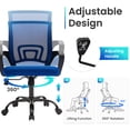 thumbnail image 6 of JONPONY Ergonomic Office Chair，Swivel Desk Chair with Lumbar Support, Adjustable Height with Armrests for Adults,Blue, 6 of 12