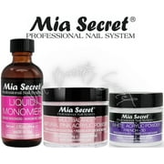 Mia Secret Liquid Monomer 2 oz and Powder 1 oz WHITE + 2 oz NATURAL PINK