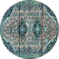 thumbnail image 1 of Ahgly Company Indoor Round Persian Light Blue Traditional Area Rugs, 5' Round, 1 of 4