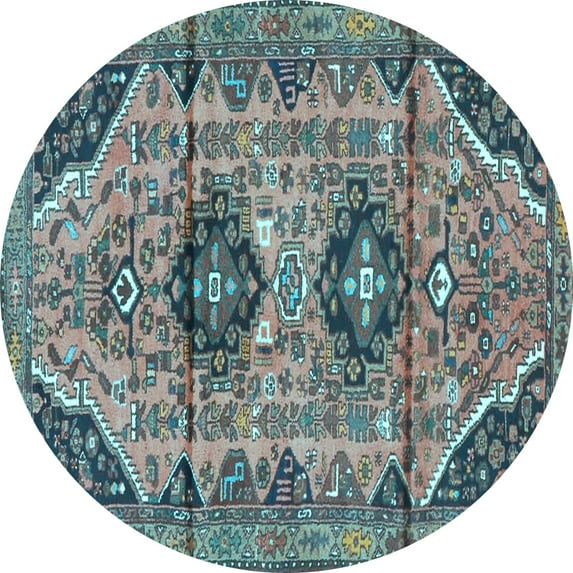 Ahgly Company Indoor Round Persian Light Blue Traditional Area Rugs, 5' Round