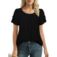 thumbnail image 1 of Offres de la Semaine Cagogo Chemise Décontractée Élégante pour Femmes en Liquidation à Moins de 10 $ Hauts d'Été Plissés devant Manches Courtes T-Shirts Col Rond Tuniques de Printemps Cadeaux de Collation des Grades pour Elle, 1 of 8