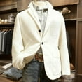 thumbnail image 3 of yuCgh Men's Corduroy Blazer Jacket, Solid Color Casual Suit Cardigan with Warm Pockets, Lightweight Fall Winter Outerwear for Business Casual & Daily Wear,White,L, 3 of 6