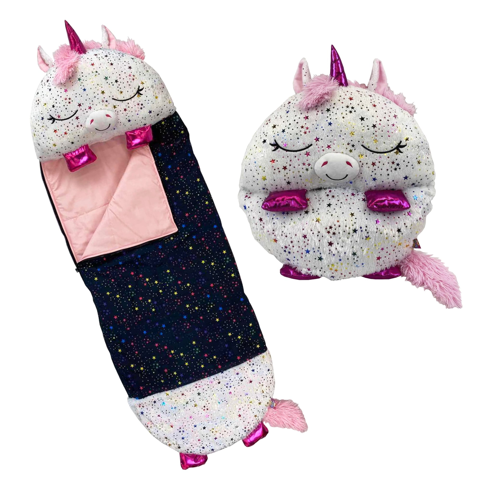 Happy Nappers: Pillow & Sleepy Sack: Medium - Shimmer Unicorn - 54 x 20", 2-In-1: Plush Animal Opens To Sleeping Bag, Soft Play & Nap Character, Kids 3+