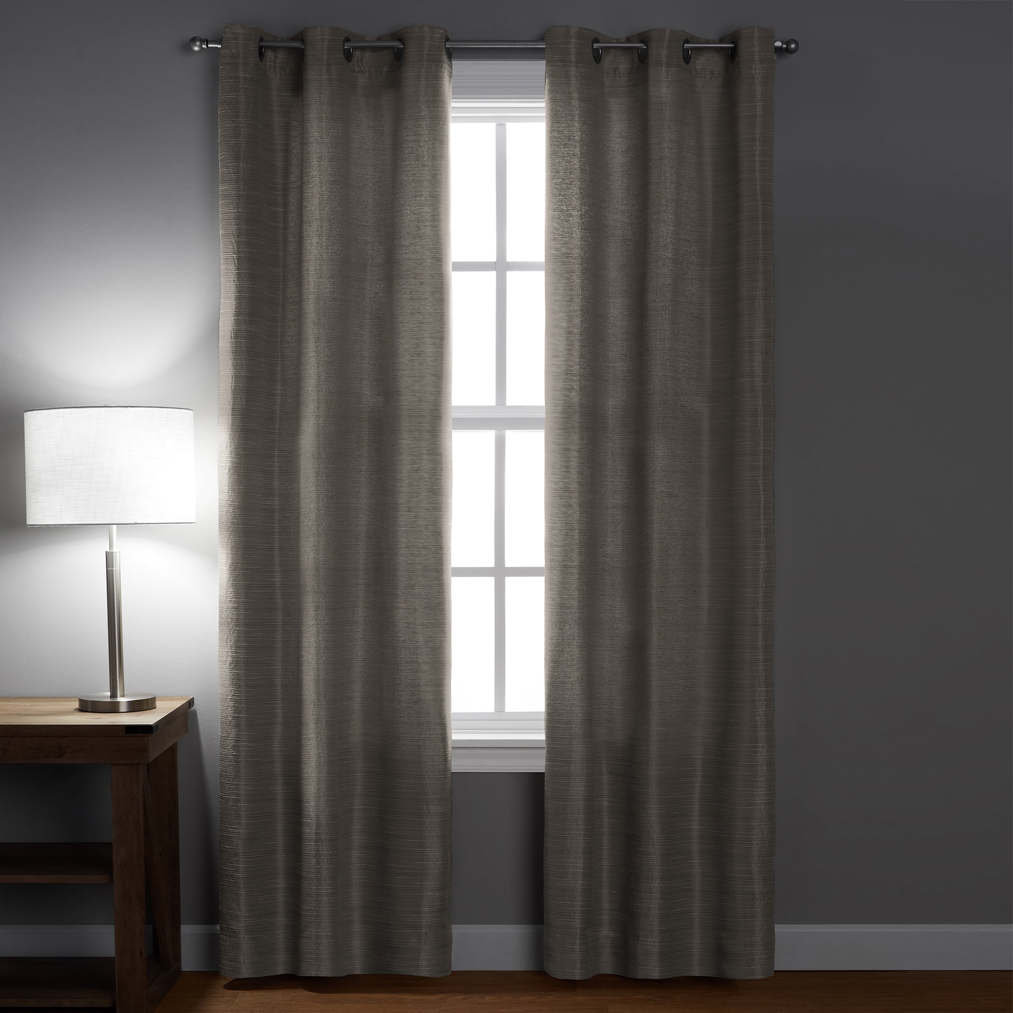 Mainstays Blackout Textured Slub Grommet Single Indoor Curtain Panel, Beige, 38" W x 84" L