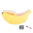 thumbnail image 1 of Billuyoard Cama de plátano suave y cómoda de poliéster para un sueño acogedor, cojín tipo cesta para perros, cama para mascotas Perchas para gatos amarillo SG, 1 of 6