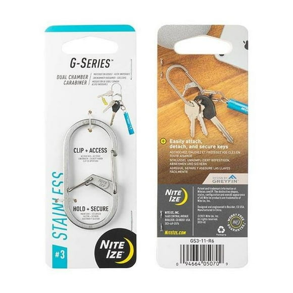 Nite Ize NIT-GS3-11-R6 Mousqueton Série G à Double Chambre 3&44; Acier Inoxydable