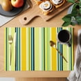 thumbnail image 2 of Yellow Green Stripe Placemats Set of 12, Modern Abstract Art Vertical Striped Placemats for Dining Table, Place Mats for Kitchen Tabletop, Waterproof Wipeable Dining Table Mats Set, 2 of 9