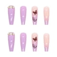 thumbnail image 2 of Fofosbeauty 24pcs Press on False Nails, Long Coffin Fake Nails, Gradual Pink Purple Shining, 2 of 9