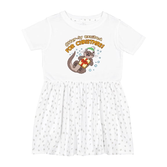 Inktastic Otterly Excited for Christmas Cute Holiday Otter Girls Toddler Dress