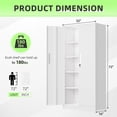 thumbnail image 3 of 72" Metal Office Storage Locking Cabinet, Lockable Garage Storage Cabinets, High Office Storage Cabinet with Adjustable Shelves for Garage(White), 3 of 9