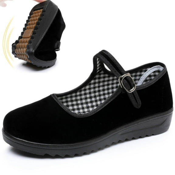CHICVOMEY Mary Jane Shoes for Women Slip On Mary Jane Flats for Women Dance Casual & Work Ballet Flats with Arch Support Black Flats Adjustable Strap