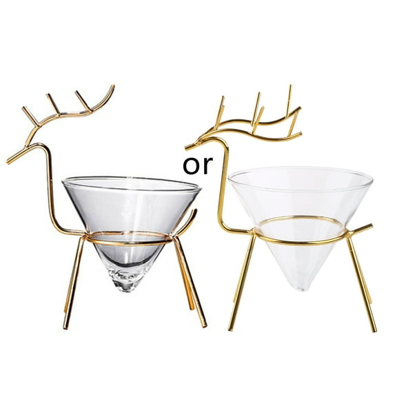 WINDLAND Cocktail Glass with Iron Elk Holder Martini Wine Glass Creative Caviar Bowl for Restaurant Novelty Drinking Glass