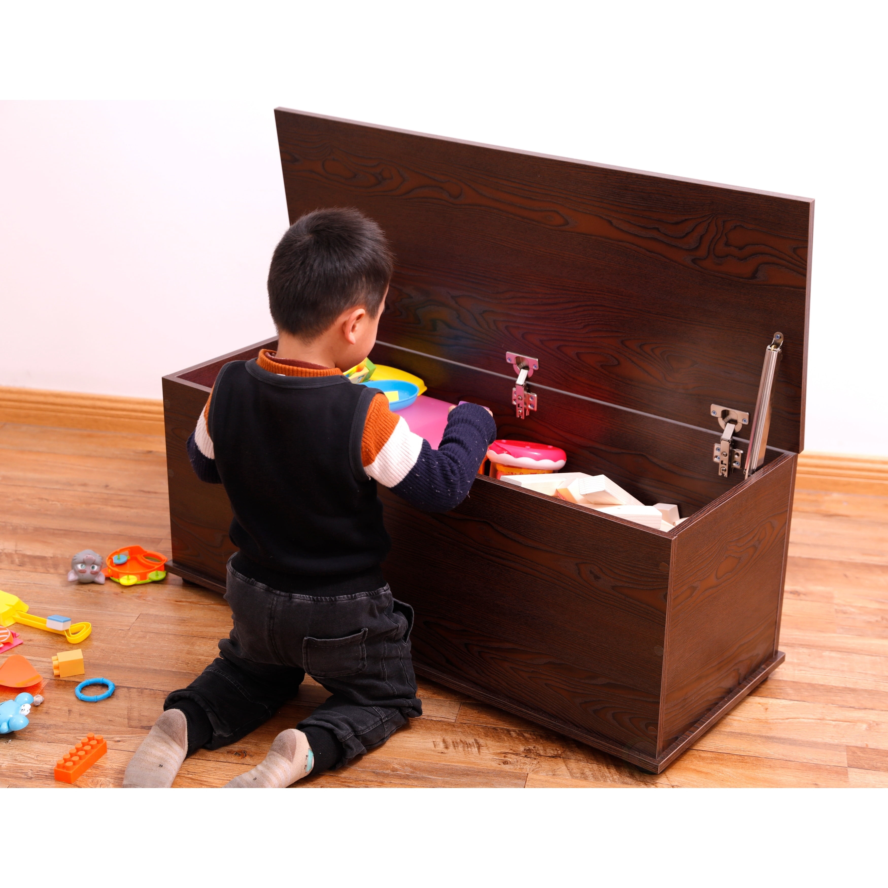 Wooden Storage Organizing Toy Box, White