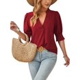 thumbnail image 1 of UKAP Ladies Blouse Button Down Shirts Lapel Neck Tops Casual Work Tunic Shirt Jujube Red M, 1 of 7