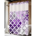 thumbnail image 4 of Purple Morocco No Hook Shower Curtain Waterproof,Bathroom Curtains with Snap in Liners and See Through Top Window,Rustic Country Smear Street Mottled Art Hotel Style Bathtub Curtains Shower 72"Wx84"L, 4 of 8