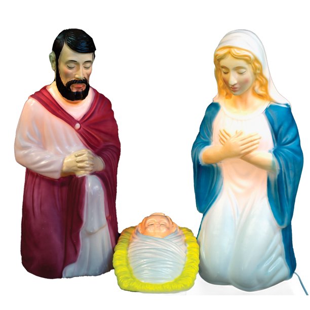 3 Piece Outdoor Nativity Scene Holy Family With Lights Holiday Decoration Walmart Com