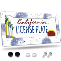 1 Pcs Hedgehogs Pattern License Plate Frame, License Plate Cover for Car Decorative Parts, Aluminum License Plate Bracket Holder Rust-Proof Weather-Proof for US Standard Car