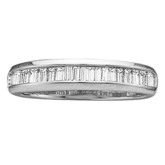 Dazzlingrock Collection 0.23 Carat (ctw) 14K Baguette White Diamond Ladies Wedding Stackable Band 1/4 CT, White Gold, Size 9.5