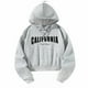 thumbnail image 2 of Sudadera con capucha recortada para mujer, sudadera con capucha, ropa de calle, ropa deportiva, moda informal, sudadera con capucha para ir de compras XL, 2 of 8